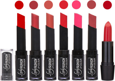 

Lady Fashion Lipsticks Set - 7 Fashionable Colors/Long Lasting with Rythm Lip Color 10(Tametto Red, Hot Pink, Nude, Orange, Magenta, Mauve)