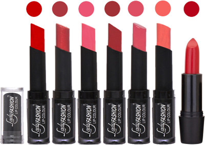 

Lady Fashion Lipsticks Set - 7 Fashionable Colors/Long Lasting with Rythm Lip Color 02(Tametto Red, Hot Pink, Baby Pink, Redish Maroon, Mauve, Peach)