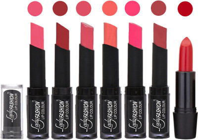 

Lady Fashion Lipsticks Set - 7 Fashionable Colors/Long Lasting with Rythm Lip Color 36(Baby Pink, Redish Maroon, Mauve, Peach, Magenta, Mauve)