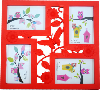 

RAINBOW PRINTS AND GIFTS Generic, Polymer Photo Frame(Red, 4 Photos)