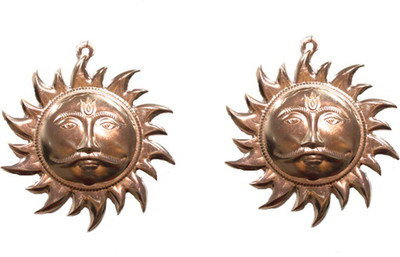 

Sarvsiddhi Shri Surya Narayan Yantra Small Pair Decorative Showpiece - 3 cm(Copper, Brown)