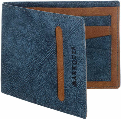 

MARKQUES Men Blue Artificial Leather Wallet(9 Card Slots), Blue-05