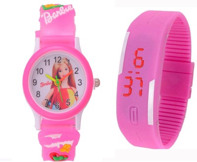 Cimax Pink Barbie and Pink digital band Watch  - For Boys & Girls   Watches  (Cimax)