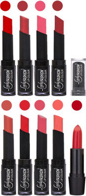 

Lady Fashion 9 Colors Creamy Matte Rythm Lipsticks Set for Daily Use 001(Tametto Red, Hot Pink Baby Pink, Redish Maroon Nude, Orange Mauve, Peach)