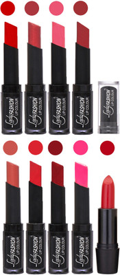 

Lady Fashion 9 Colors Creamy Matte Rythm Lipsticks Set for Daily Use 002(Tametto Red, Hot Pink Baby Pink, Redish Maroon Nude, Orange Red, Dark Pink)