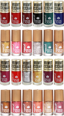 

Aroma Care Velvet Matte and Glitter Nail Paint Combo Set 12 Multicolor(Pack of 12)
