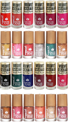 

Aroma Care Velvet Matte and Glitter Nail Paint Combo Set 18 Multicolor(Pack of 12)