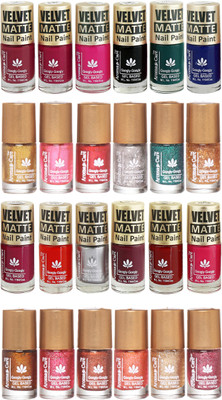 

Aroma Care Velvet Matte and Glitter Nail Paint Combo Set 27 Multicolor(Pack of 12)