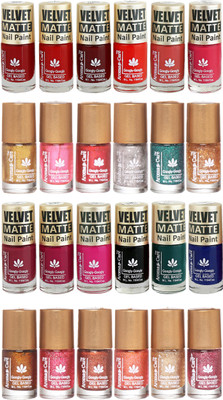 

Aroma Care Velvet Matte and Glitter Nail Paint Combo Set 01 Multicolor(Pack of 12)