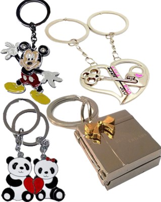 MGP FASHION Mickey Mouse Friend Photo Frame Panda Love Lock Metal Key Chain Combo Key Chain(Silver)