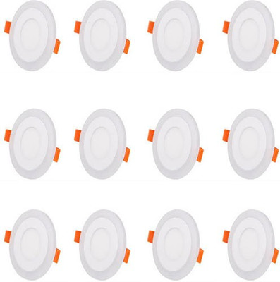 

Glazo 3+3 Led Round Panel Light Ceiling POP Down Indoor Light LED 3D Effect Lighting (Double Color) pack of 12 Recessed Ceiling Lamp