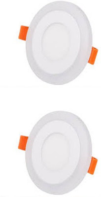 

Glazo 3+3 Led Round Panel Light Ceiling POP Down Indoor Light LED 3D Effect Lighting pack of 2 (Double Color) Recessed Ceiling Lamp
