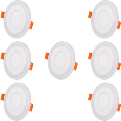 

Glazo 3+3 Led Round Panel Light Ceiling POP Down Indoor Light LED 3D Effect Lighting (Double Color) pack of 7 Recessed Ceiling Lamp