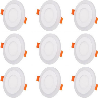 

Glazo 3+3 Led Round Panel Light Ceiling POP Down Indoor Light LED 3D Effect Lighting (Double Color) pack of 9 Recessed Ceiling Lamp