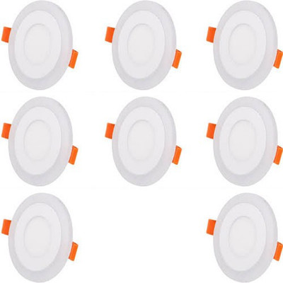 

Glazo 3+3 Led Round Panel Light Ceiling POP Down Indoor Light LED 3D Effect Lighting (Double Color) pack of 8 Recessed Ceiling Lamp