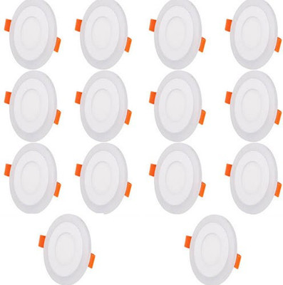 

Glazo 3+3 Led Round Panel Light Ceiling POP Down Indoor Light LED 3D Effect Lighting (Double Color) pack of 14 Recessed Ceiling Lamp