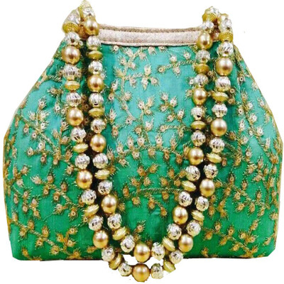 

craftbazaar Party Green Clutch