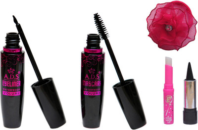 

ADS Eyeliner, Mascara, kajal, Pink Lip and Band(Set of 5)