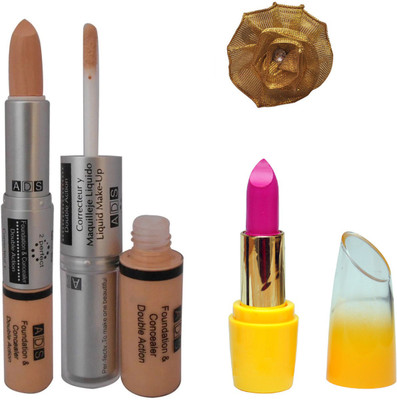 

ADS Foundation and Concealer (2 in 1), Lipstick and Golden Band(Set of 3)