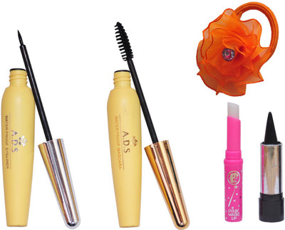 

ADS Eyeliner, Mascara, kajal, Pink Lip and Band(Set of 5)