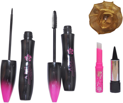 

ADS Eyeliner, Mascara, kajal, Pink Lip and Golden Band(Set of 5)