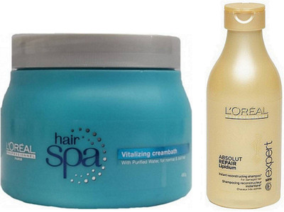 

L'Oreal Paris PROFESSIONNEL VITALIZING HAIR SPA 490G WITH ABSOLUT REPAIR LIPIDIUM SHAMPOO 250ML(Set of 1)