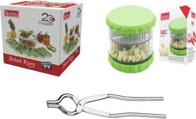

Nestwell SALAD KING WITH GARLIC CRUSHER WITH PINCER Salad king WITH Garlic crusher WITH Pincer Multicolor Kitchen Tool Set(Multicolor)