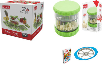 

Nestwell SALAD KING WITH GARLIC CRUSHER WITH APPLE CUTTER Salad king WITH Garlic crusher WITH Apple cutter Multicolor Kitchen Tool Set(Multicolor)