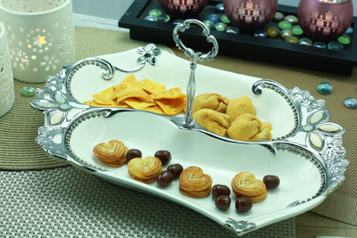 

Importwala Luxury Silver Platter with Handle Tray