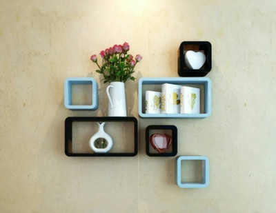 

Masterwood square cub MDF Wall Shelf(Number of Shelves - 6, Blue, Black)
