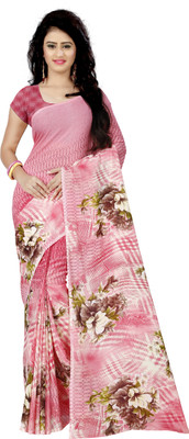 Kashvi Sarees Floral Print Fashion Georgette Saree(Pink) Kashvi Sarees Floral Print Fashion Georgette Saree(Pink)