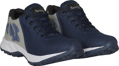 Knot n Lace Sports Running Shoes For Men(Navy, Grey