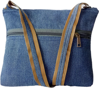 

auk Girls Casual Blue Denim Sling Bag