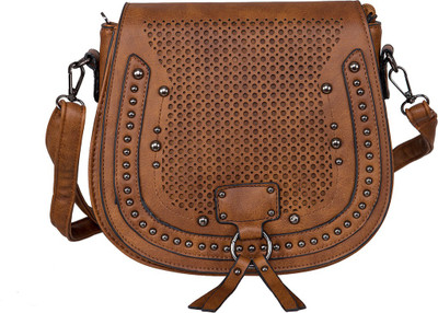 

peaubella Women Casual Tan Leatherette Sling Bag