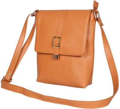 

Whiteflower Girls Casual Tan PU Sling Bag