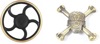 

Krypton PACK OF 2 Shinning Golden Wheel AND Skull Metal Fidget Hand Spinner Mini 2 MintSpin Toy(Multicolor)