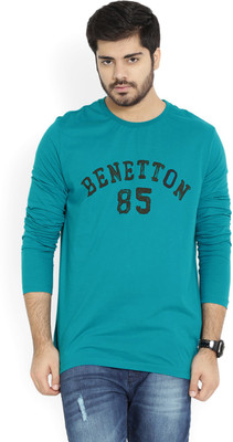 

United Colors of Benetton. Printed Men's Round Neck Blue T-Shirt, 13b