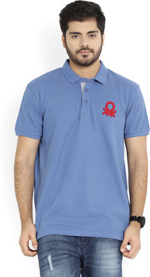

United Colors of Benetton Solid Men's Polo Neck Dark Blue T-Shirt, 89h