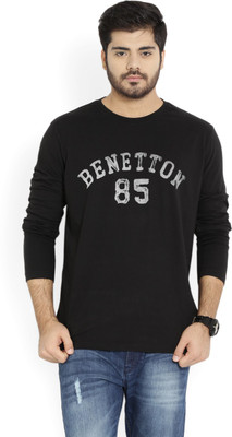 

United Colors of Benetton. Printed Men's Round Neck Black T-Shirt, 100