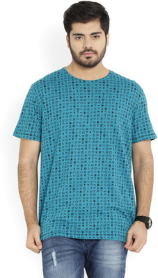 

United Colors of Benetton Printed Men' Round Neck Blue T-Shirt, 13b
