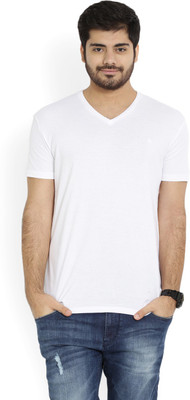 

United Colors of Benetton. Solid Men's V-neck White T-Shirt, 101