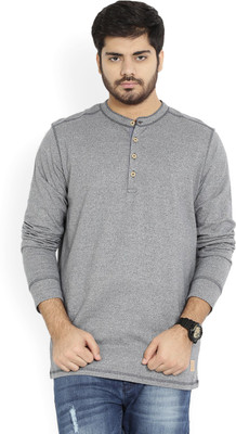 

United Colors of Benetton. Solid Men's Mandarin Collar Grey T-Shirt, 901