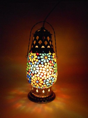 SUSAJJIT DECOR Graceful Table Lamp of Mosaic art handcrafted Beautiful Night Lamp Hanging Lantern for Home & Office Decoration Table Lamp(25 cm, Multicolor)