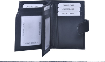 

ANSSS Men Black Artificial Leather Wallet(10 Card Slots)