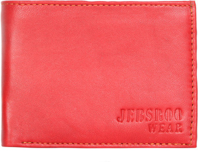 

JEBSROO WEAR Men Red Genuine Leather Wallet(7 Card Slots), Metallic red