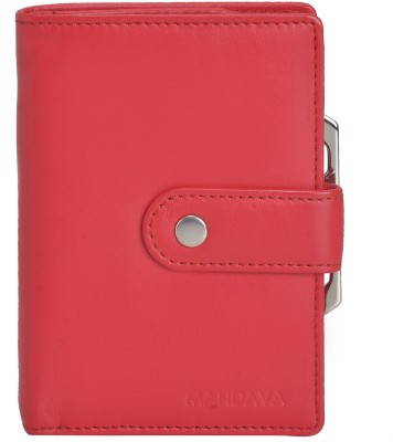 MANDAVA Women Red Genuine Leather Wallet(8 Card Slots)