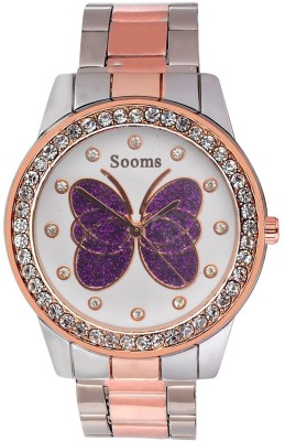SPINOZA white butterfly in dial meta belt diamond studded Watch  - For Girls   Watches  (SPINOZA)