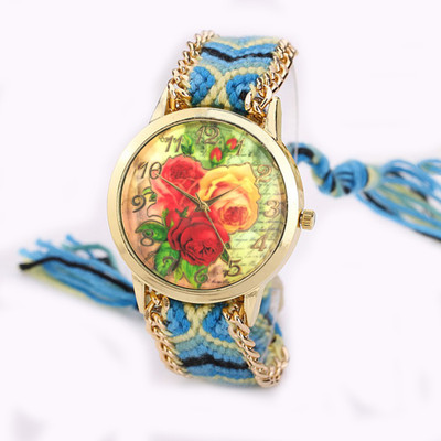 View SPINOZA fabric multicolor belt with eye catcher colorful beautiful roses dial Watch  - For Girls Wrist Watches Price Online(SPINOZA)