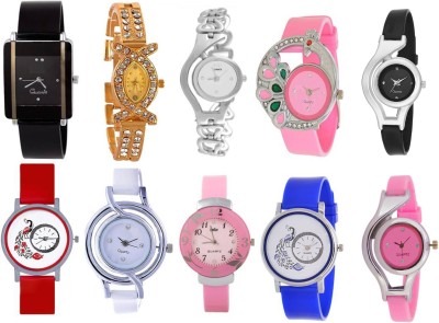 keepkart Multicolour Jewellery Bracelate Type Stylish Analog Watches Pack Of - 10 For Woman And Girls Watch  - For Girls   Watches  (Keepkart)