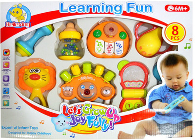 

Munchkinz 8 Pieces Rattle and Sound Learning Toy Rattle(Multicolor)